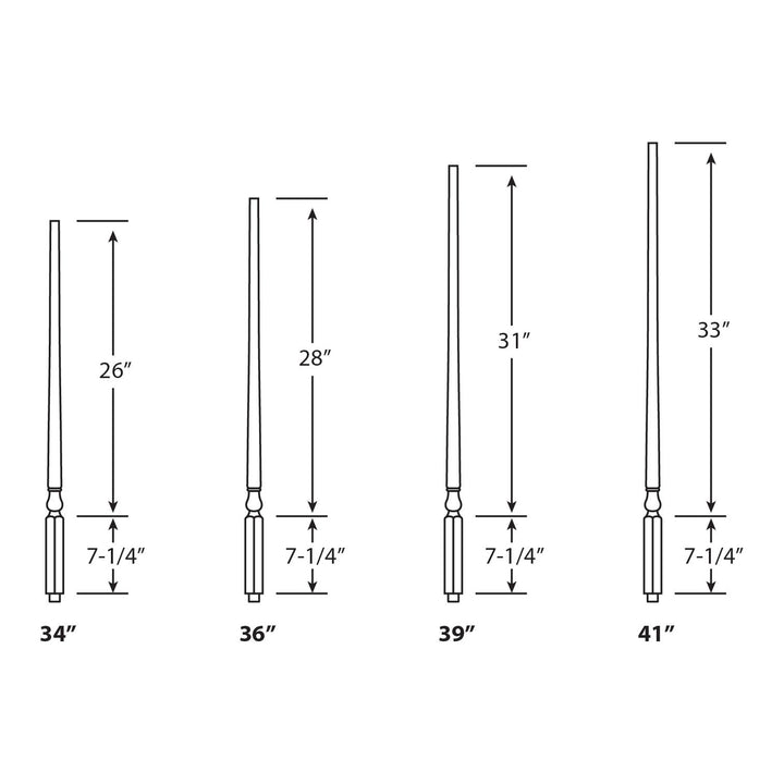 5015 | Wood Baluster | Colonial Pin Top | 1-1/4"