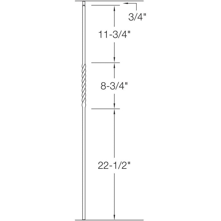 T02 | Iron Baluster | Single Twist | 1/2" x 44"