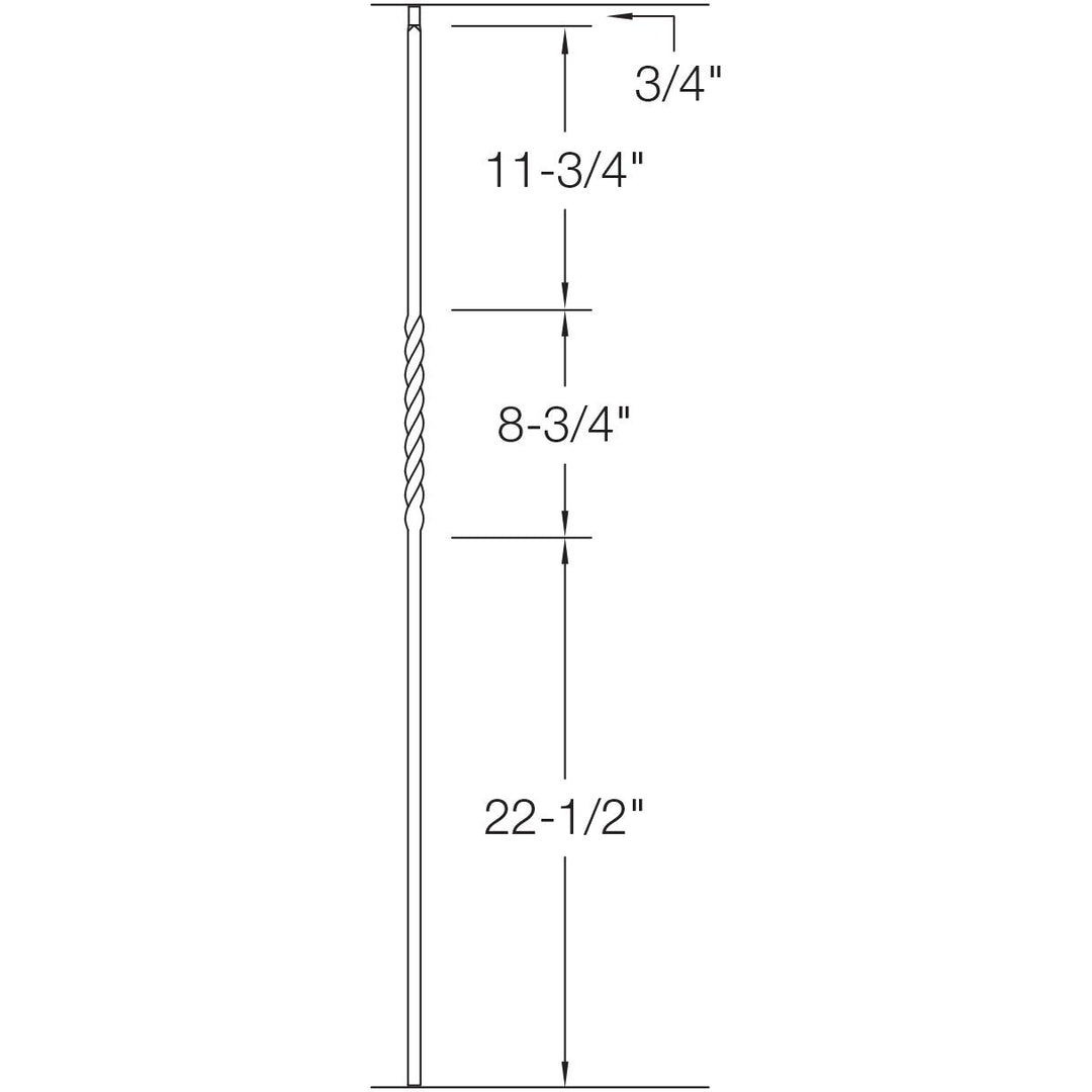 T02 | Iron Baluster | Single Twist | 1/2" x 44"