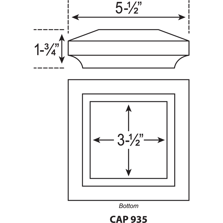 935 | Flat Peak Newel Cap | Fits 3 1/2" Post